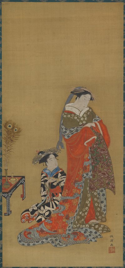 宮廷女官と従者 18世紀末～19世紀初頭 作： Kitao Masanobu
