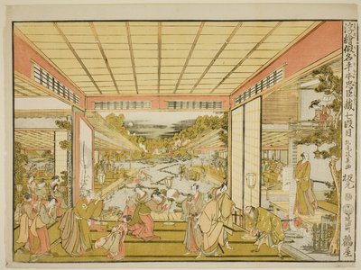 連載「浮絵かなで本忠臣蔵」より第7幕（七段目） 作： Kitao Masayoshi