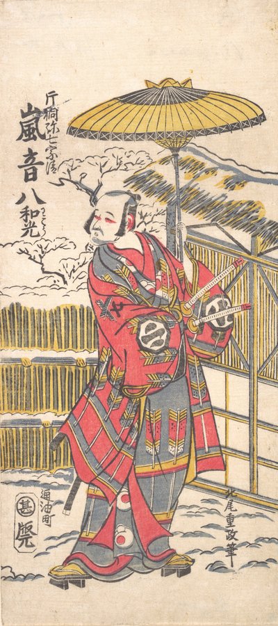 初代嵐音八の有名な喜劇人姿 1766年頃 作： Kitao Shigemasa