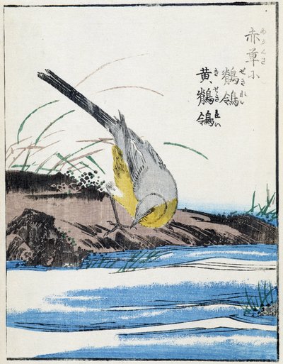 鳥です。北尾光彩による日本画 作： Kitao Shigemasa