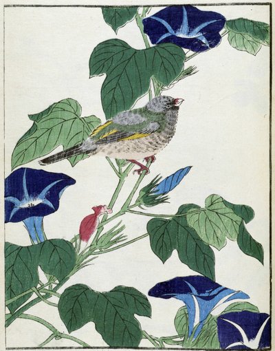 木の上の鳥。北尾光彩による日本画 作： Kitao Shigemasa