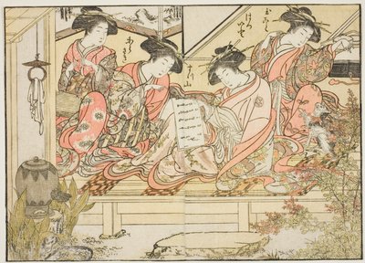 松葉屋の遊女 著書『清露美人合わせ姿鏡』より 2 作： Kitao Shigemasa