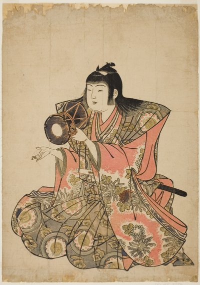 The Hand-Drum Player, 無題の 5 人のミュージシャンのシリーズから 作： Kitao Shigemasa
