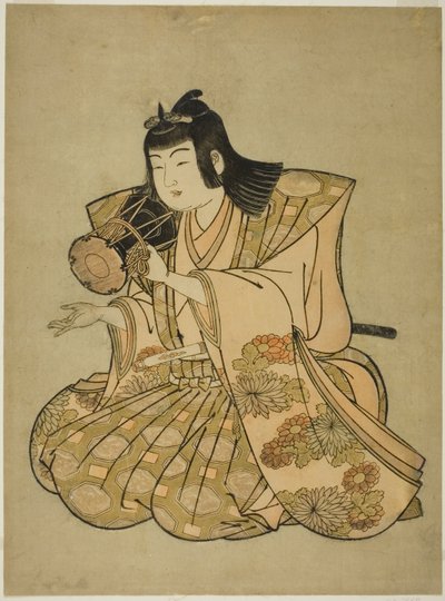 The Hand-Drum Player, 無題の 5 人のミュージシャンのシリーズから 作： Kitao Shigemasa