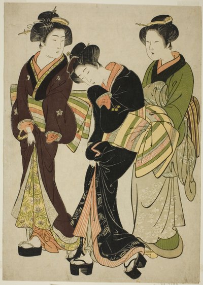二人の芸能人とメイド 作： Kitao Shigemasa