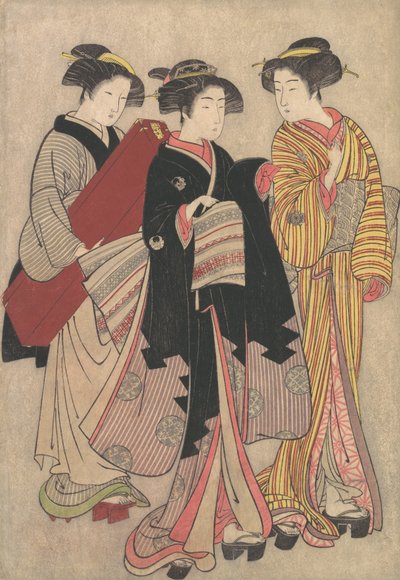 二人の芸者の散歩、1739年から1820年。 作： Kitao Shigemasa