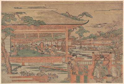 牛若、若き義経が浄瑠璃姫に恋歌を奏でる 作： 北尾重政