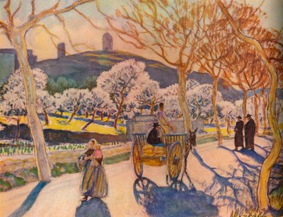太陽の光とアーモンドの花、イビサ島」、1936年 作： Kitty Clausen