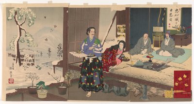 忠臣蔵、由良之助隠居（紙本・墨・彩色） 作： Kiyochika Kobayashi