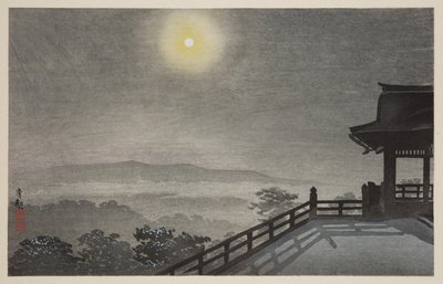 東都清水堂の涼しげな月夜（カラー木版画 作： Kiyochika Kobayashi