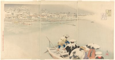2ヶ月目：「如月・松智山雪のたそがれ」（「東京名所新景の内」シリーズより）。 作： Kiyochika Kobayashi