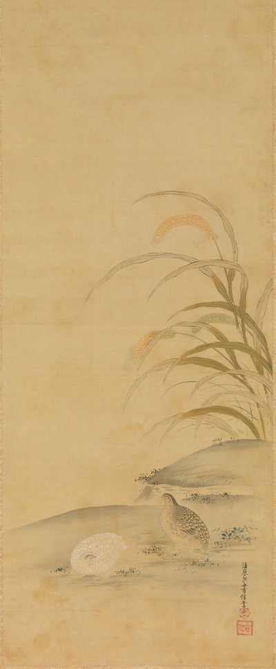 ウズラとキビ 17世紀後半 作： Kiyohara Yukinobu