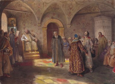 皇帝とボヤール、1907 年。 作： Klavdi Vasilyevich Lebedev