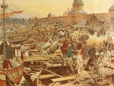 ノヴゴロド港、1907 作： Klavdiy Vasilievich Lebedev
