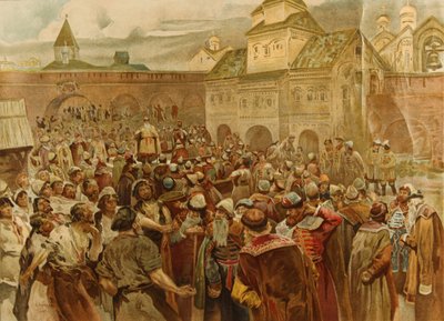 ノヴゴロド共和国のヴェチェ、1907 作： Klavdiy Vasilievich Lebedev