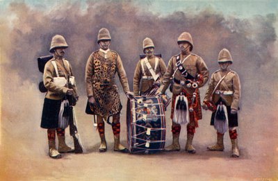 「プライベート、ドラマー、パイパー、バグラー - ブラックウォッチ」、1900。 作： Knight