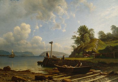 家のある海岸の風景 作： Knud Andreassen Baade