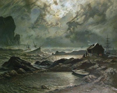 ノルウェー沿岸の嵐 作： Knud Andreassen Baade