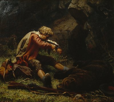 負傷したクマハンター 作： Knud Bergslien