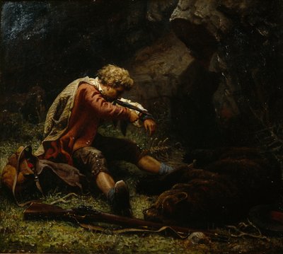 負傷したクマハンター 作： Knud Bergslien