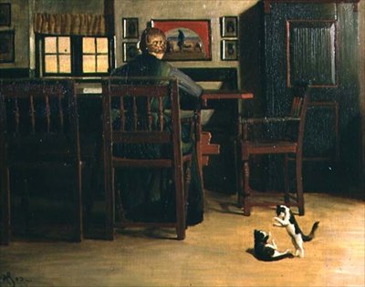 遊び心のある子猫のいるインテリア 作： Knud Sinding
