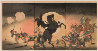 第二軍が錦州要塞に上陸し、敵の陣営を砲撃 作： Kobayashi Kiyochika