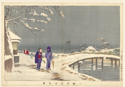 小梅の曳舟の雪景色 小梅引舟戸設定 作： Kobayashi Kiyochika