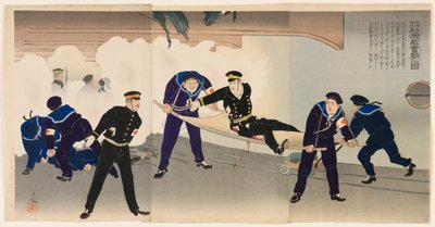 旅順港の戦艦初瀬で奮闘中 作： Kobayashi Kiyochika