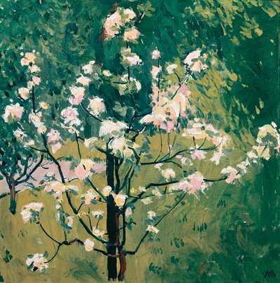 Blühender Baum im Garten - 庭に咲く木... (油彩・キャンバス) 作： コロマンモーザー