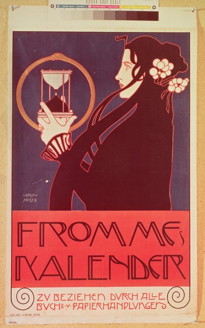 Frommesカレンダーのデザイン、第14回ウィーン分離派展、1902年（カラーリソ） 作： Koloman Moser