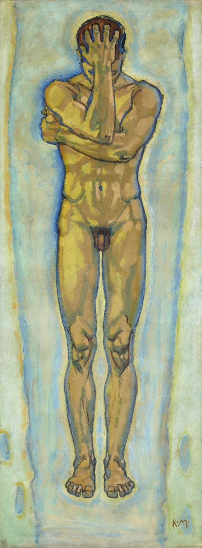 男性の黄色と青のヌード、c。 1913年。 作： Koloman Moser