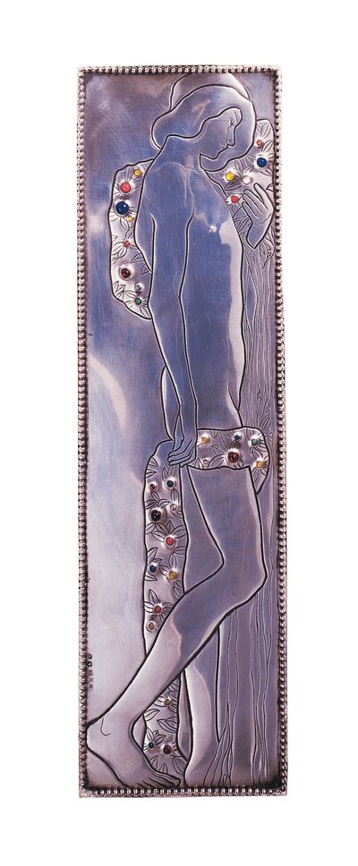 ウィーン工房シングルベッドのパネル、1904年頃（金属） 作： Koloman Moser