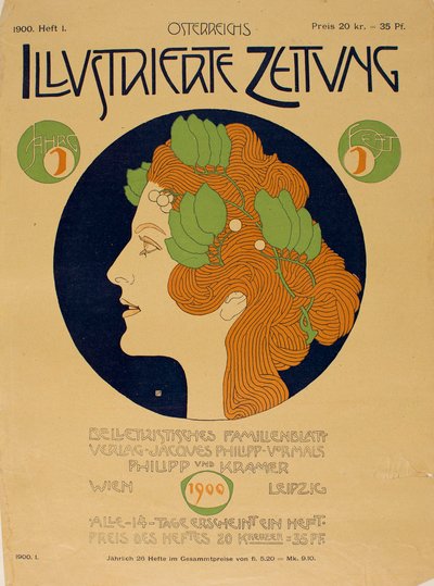 オーストリアのイラスト入り新聞、1900年。 作： Koloman Moser