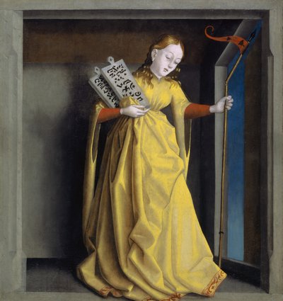ハイルシュピーゲル祭壇画のシナゴーグ、1435年頃（オーク材パネルのミクストメディア） 作： Konrad Witz