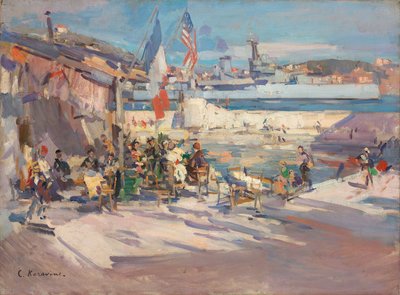 フランスの港のカフェ 作： Konstantin Alekseevich Korovin