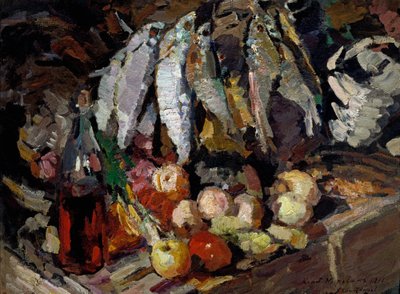 魚、ワイン、フルーツ 作： Konstantin Alekseevich Korovin