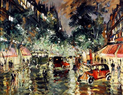 パリの雨の夜 par Korovin, Konstantin Alexeyevich (Constantin Korovin) (1861-1939) 作： Konstantin Alekseevich Korovin