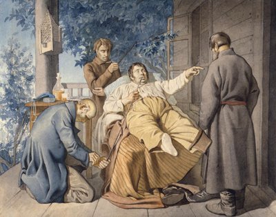 家主と農奴、1853年 作： Konstantin Alexandrovich Trutovsky