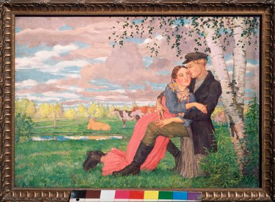 恋人 (恋人) - Konstantin (Constantin) Andreyevich Somov (1869-1939) による絵画、キャンバスに油彩 作： Konstantin Andreevic Somov