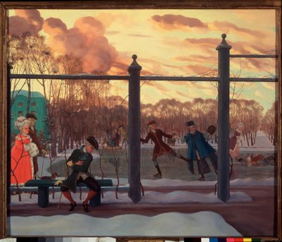 冬。 リンク。 コンスタンチン（コンスタンチン）アンドレーエヴィッチ・ソモフ（1869-1939）による絵画、キャンバスに油彩 作： Konstantin Andreevic Somov