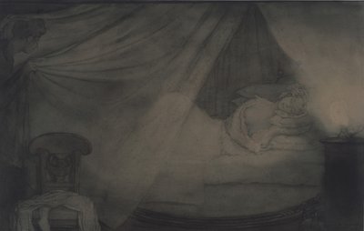 寝室に。プーシキンによる詩のヌリン伯爵のイラスト 作： Konstantin Andreevic Somov