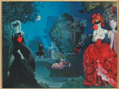 月光の仮面舞踏会（キャンバスに油彩） 作： Konstantin Andreevic Somov