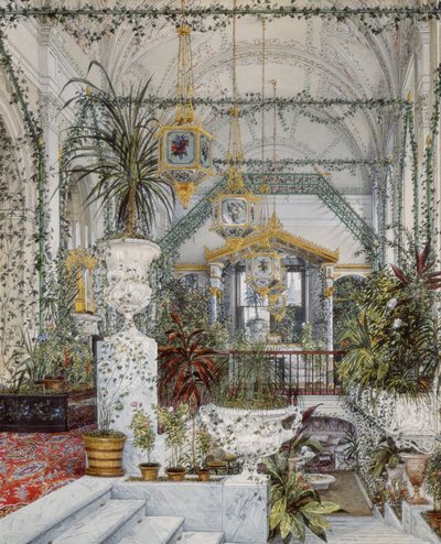 冬宮殿のインテリア。皇后の冬の庭園Alexandra Fyodorovna、1860年代 作： Konstantin Andreyevich Ukhtomsky
