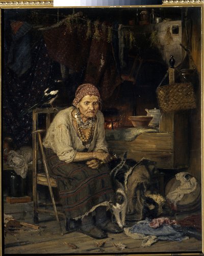 魔女。 Konstantin Apollonovich Savitsky（1844-1905）による絵画、キャンバスに油彩 作： Konstantin Apollonovich Savitsky