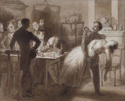 詩「タンボフの会計係の妻」の挿絵、M. レールモントフ作、1862 年 作： Konstantin Dmitrievich Flavitski