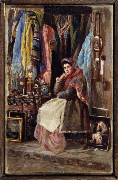 Boutique de curiosites (キュリオシティ ショップ)。 Peinture de Konstantin Yegorovich Makovsky (Constantin Makovski) (1839-1915), huile sur toile. Art russe 19e siecle. M.Tuganov Art Museum of the North Ossetian, Vladikavkaz (Vladicaucaze) (ロシア). 作： Konstantin Egorovich Makovsky