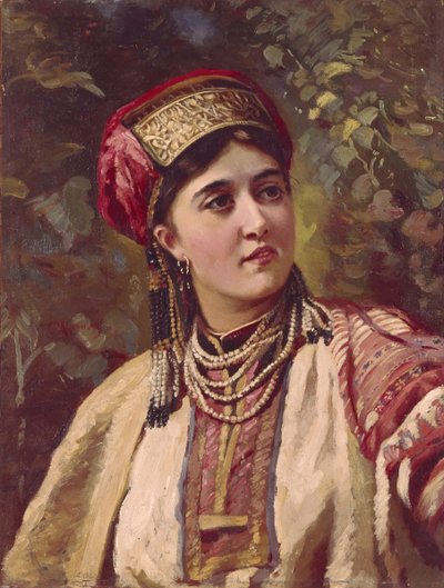 伝統的なドレスの女の子 作： Konstantin Egorovich Makovsky