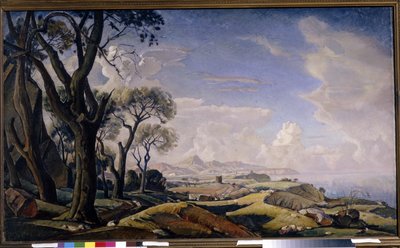 「樹木のある風景 Konstantin Fyodorovich Bogayevsky (Constantin Bogaievsky) (1872-1943) 油彩・キャンバス 1927 State Tretyakov Gallery, Moscou 作： Konstantin Fedorovich Bogaevsky