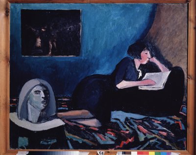 読書する女性（A Woman Reading）。 Konstantin Nikolayevich Istomin (1887-1942) による絵画、キャンバスに油彩 1931 ロシアの現代美術、20 世紀。 国立トレチャコフ美術館、モスクワ。 作： Konstantin Istomin