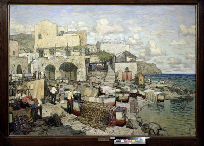 イレ・ド・カプリ（イタリア）の眺め。 （カプリ島の眺め）。 Konstantin（Constantin）Ivanovich Gorbatov（1876-1945）による絵画、キャンバスの油。 ロシアの芸術20世紀、リアリズム。 地域W.Wereshchagin Art Museum、Mykolav（またはニコラエフ、ウクライナ） 作： Konstantin Ivanovich Gorbatov